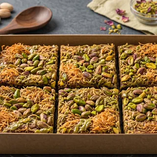 Pistachio Kunafa brownie squares